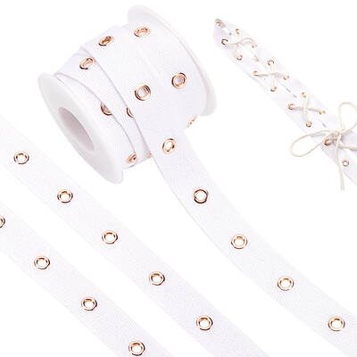 6.25 Yards Cotton Ribbon with Golden Plated Eyelets