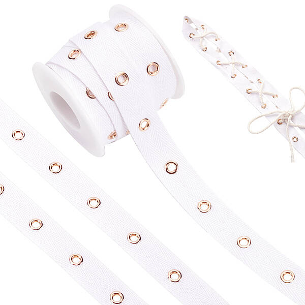 6.25 Yards Cotton Ribbon with Golden Plated Eyelets