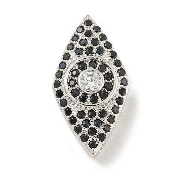 Brass Micro Pave Black Cubic Zirconia Beads