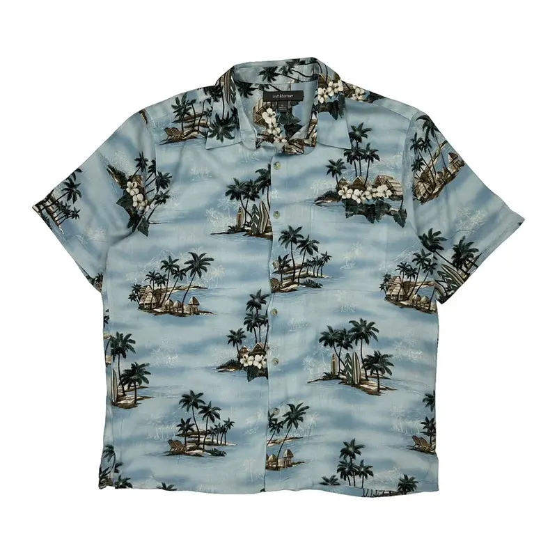 Croft & Barrow Hawaiian Shirt - Large Blue Cotton