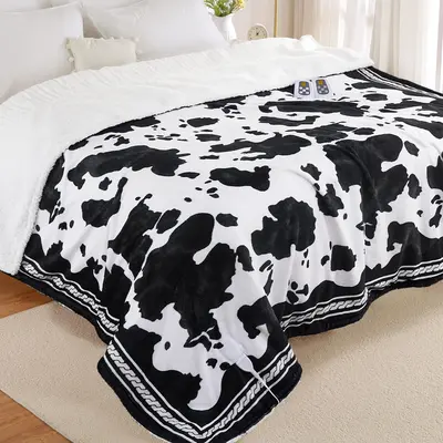 Garvee Heated Electric Blanket Queen Size with LCD Dual Controller, Cow Print Heating Blankets, 10 Heat Levels & 1-12H Time S...