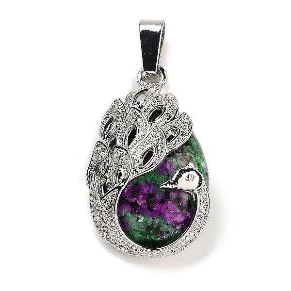 Natural Ruby in Zoisite Teardrop Pendants
