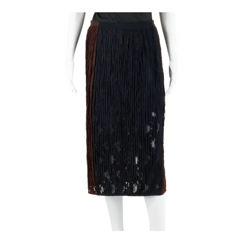 ALL SAINTS Lace Mesh Midi Pleated Skirt Blue Colourblock Womens UK 10