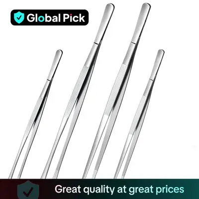 Stainless Steel Tongs, 4 Counts Mixed Size Long Handle Kitchen Utensils Tweezers, Kitchen Tongs for Cooking Grill & Baking