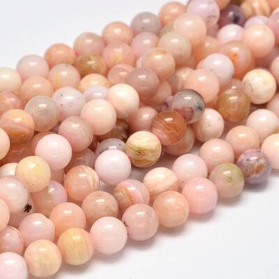 Round Natural Pink Opal Bead Strands