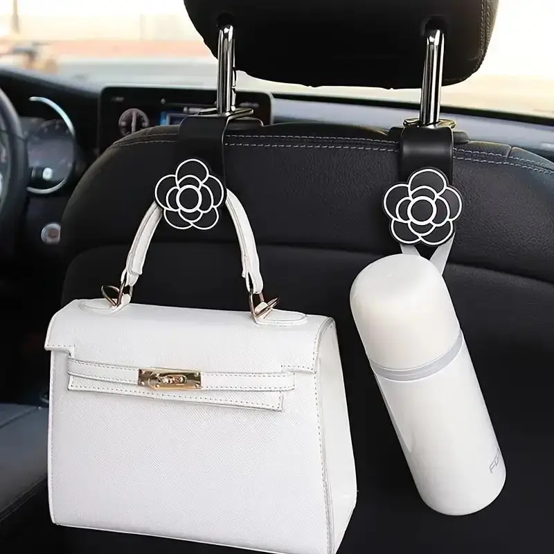 Flower Design Car Seat Back Hook, 2 Counts Car Seat Back Hanger, Multifunctional Car Storage Hook, Car Interior Accessories f...
