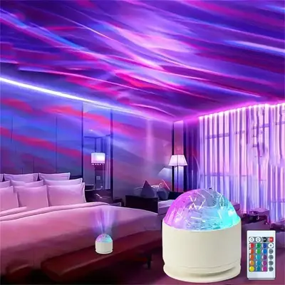LED Projector with Remote Control, 1 Count USB Powered Round Focus Light Projector, with Color Changing Function & Infrared S...