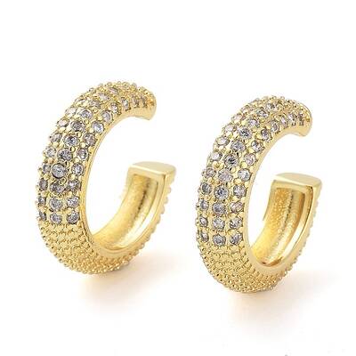 Brass Micro Pave Cubic Zirconia Cuff Earrings for Women