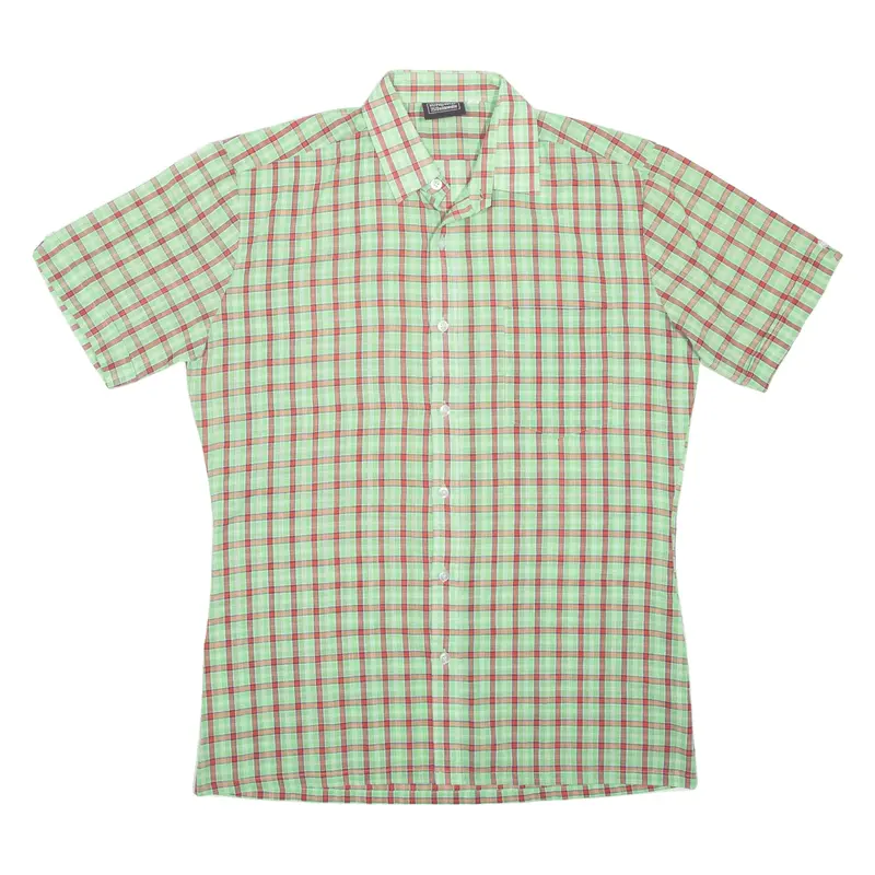 Shirt Green Plaid Short Sleeve Mens M