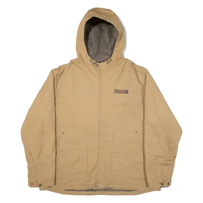 COLUMBIA Fleece Lined Mens Workwear Jacket Beige Hooded 2XL