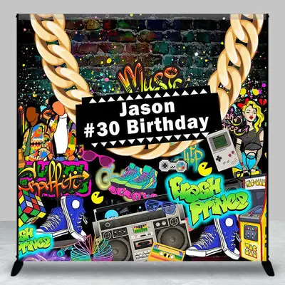 Custom Name Hiphop Street Graffiti Birthday Backdrop
