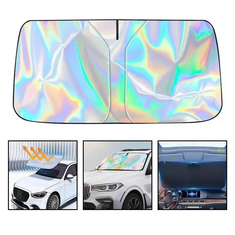 Laser Car Windshield Sun Shade,57x29.5 in Reflector Sunshade Offers Ultimate Protection for Car Interior,Reflective Design UV...