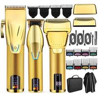 Professional hair clipper hair equipment 3 sets a set, men's home clipper bald machine hair salon high-power LCD display Barb...
