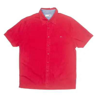 HILFIGER DENIM Mens Plain Shirt Red L