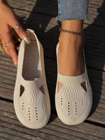 Women's Fashionable Plain Color Slip on Mesh Breathable Sneakers, Casual Comfortable Sports Shoes for Daily Wear, Female All-...
