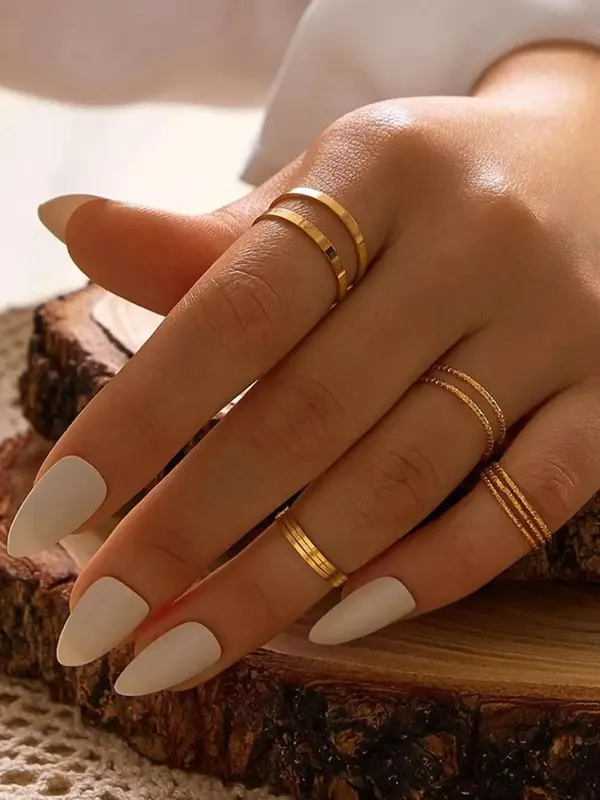 Women's Elegant Simple Style Plain Color Rings, 10pcs/set Summer 2024 Trendy Casual Zinc Alloy Rings, Fashionable Jewelry f...