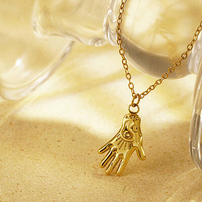 Stainless Steel Palm Pendant Necklaces for Women