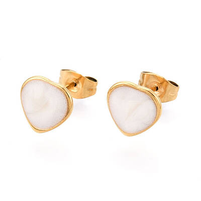 Heart 304 Stainless Steel Enamel Stud Earrings