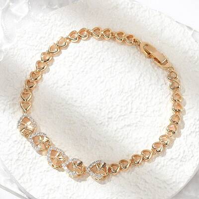 Brass Micro Pave Cubic Zirconia Link Chain Bracelets