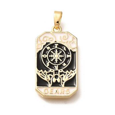 Tarot Card Brass Enamel Pendents