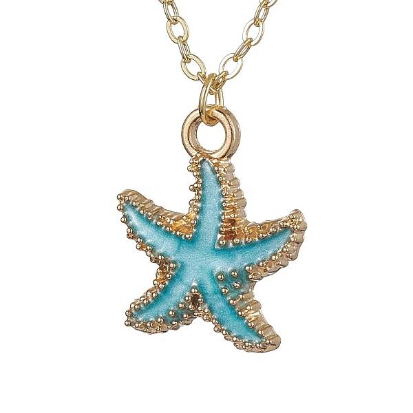 Alloy Enamel Starfish Pendants Necklaces