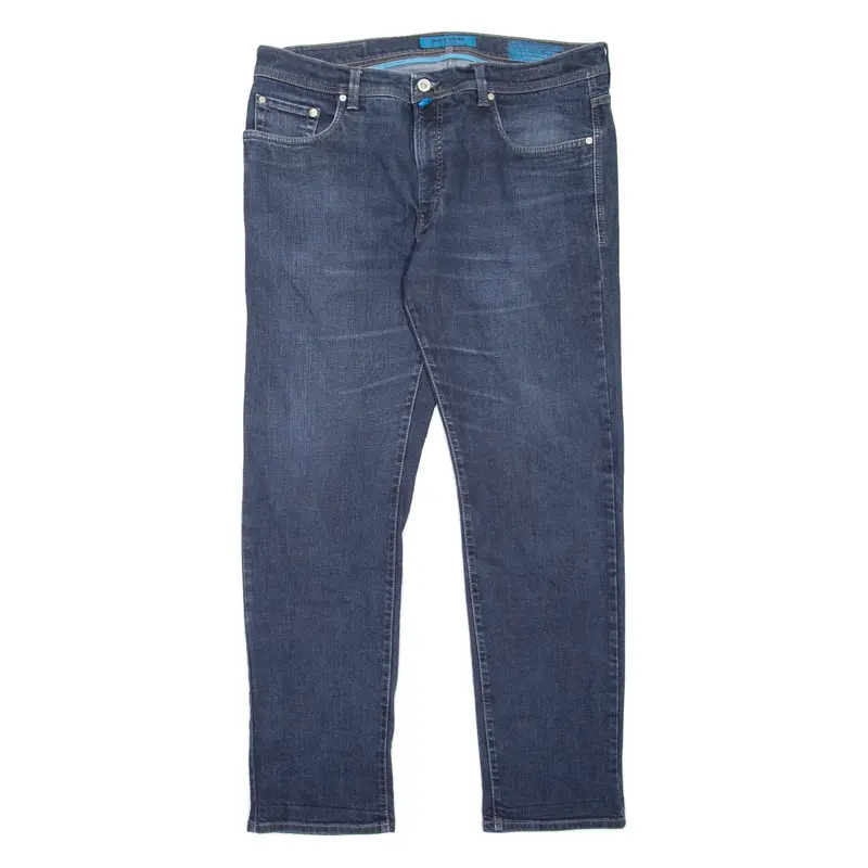 PIERRE CARDIN Lyon Mens Jeans Blue Regular Tapered Stone Wash W40 L32