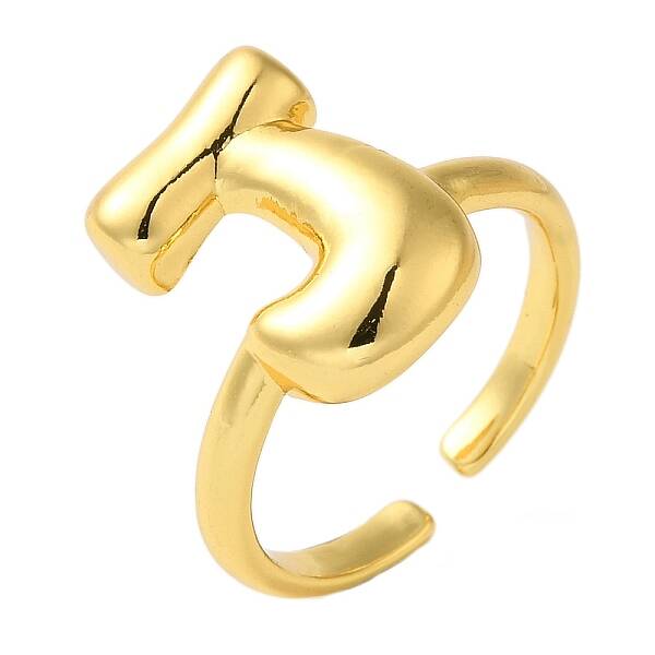 Initials Brass Open Cuff Ring for Women
