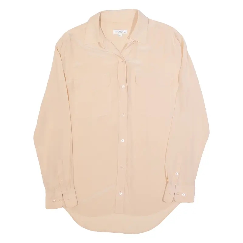 EQUIPMENT Womens Oversized Shirt Pink Collared Long Sleeve Silk XS