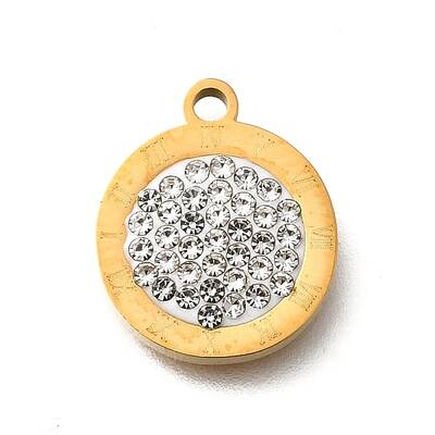 304 Stainless Steel Flat Round Hexagon Pendants