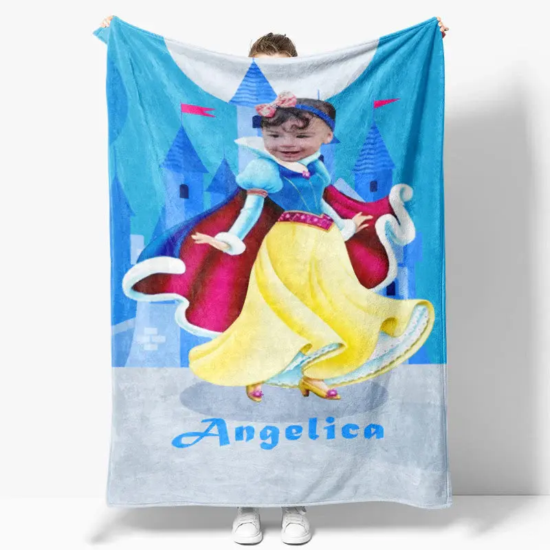 Fairy Princess Castle Moon Girl Custom Photo Blanket - Lofaris