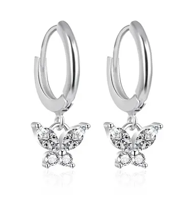Agato AGT-E064KW Silver Hoop Earrings with Bow Tie
