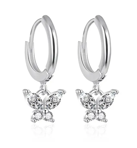 Agato AGT-E064KW Silver Hoop Earrings with Bow Tie