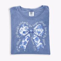 comfort colors shirt, Blue Toile Bow Bible Verse Shirt, Trendy Christian Apparel Gift for Mom, summer clothers, mama t shirt,...