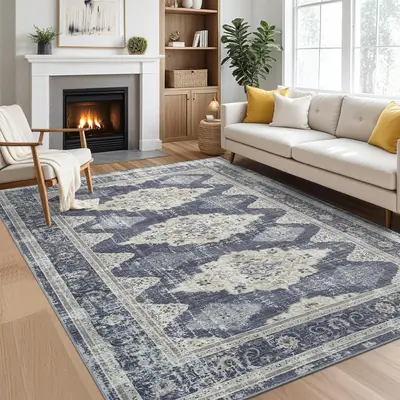 Garvee 8x10 Living Room Rug Washable, Soft Vintage Large Area Rugs for Bedroom Classic Retro Indoor Floor Carpet, Farmhouse L...
