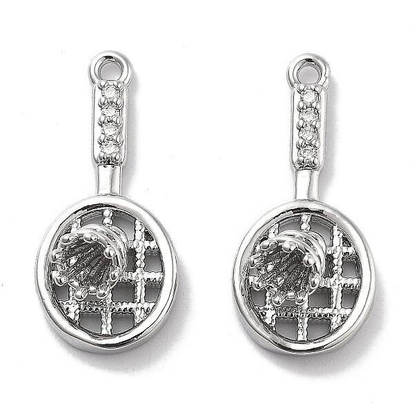 Rack Plating Brass Clear Cubic Zirconia Pendants