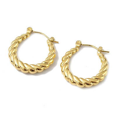 Ion Plating(IP) 304 Stainless Steel Twist Teardrop Hoop Earrings for Women