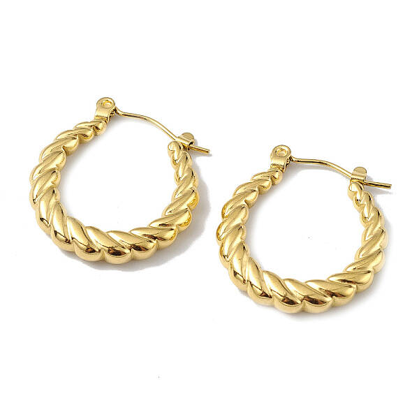 Ion Plating(IP) 304 Stainless Steel Twist Teardrop Hoop Earrings for Women