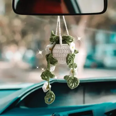 Cute Flower Car Hanging Ornament, Car Interior Decoration, Rear View Mirror Hanging Ornament, Car Hanging Decoration, Car Acc...