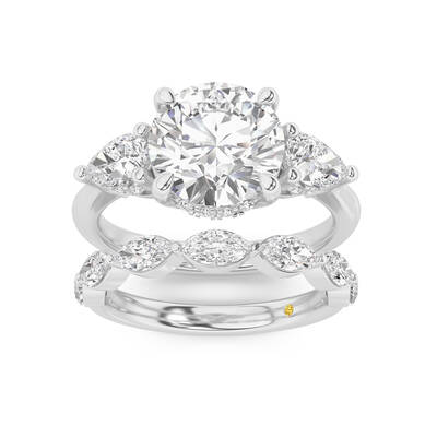 Celestia Lab Grown Round Diamond Engagement Ring with The Elara Wedding Band | 18K White Gold 2 5/8 ct. tw.