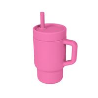 Silicone Reusable Drinking Cup with Straw & Lid, 1 Count Portable Mini Hydration Water Bottle, Insulated Drinking Cup for Out...
