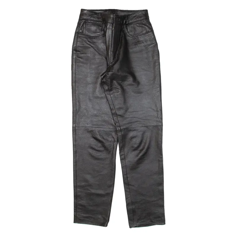 Womens Leather Trousers Black Slim Tapered W26 L29