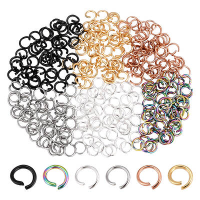 300Pcs 6 Style 304 Stainless Steel Open Jump Rings