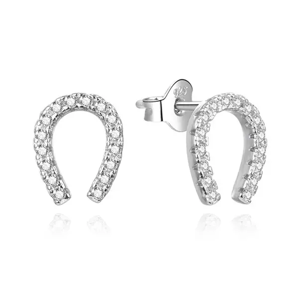Agato Silver Horseshoe Stud Earrings AGUP3479