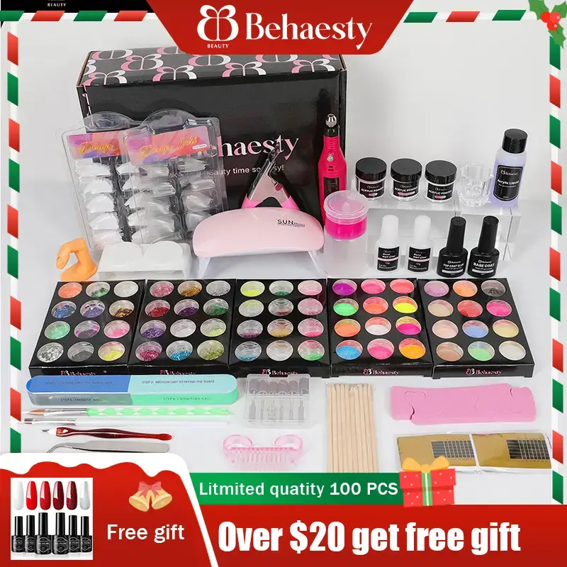 Beginners Professional Acrylic Nails Set with Everything Drill and UV Light, Manicure Cutics Nail Polish Comfort Cosmetic Kit...