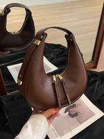 Women's Solid Color Zipper Hobo Bag, Fashionable Pu Leather Underarm Bag for Daily Used, Casual Trendy Versatile High-quality...