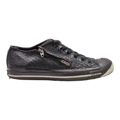 DIESEL Low Top Trainers Black Leather Mens UK 6.5