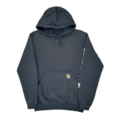 Workwear Carhartt Spellout Hoodie - Small Navy Cotton Blend
