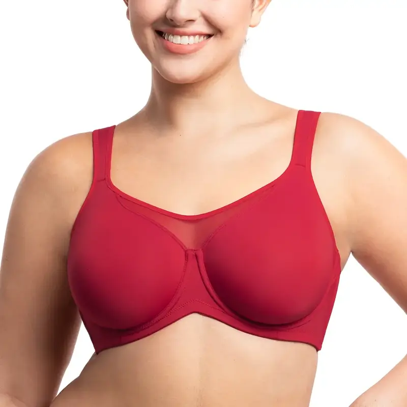 HSIA CoolComfort Plus Size Underwire Smoothing Wide Strap Full Coverage Unlined Minimizer T-shirt Bra