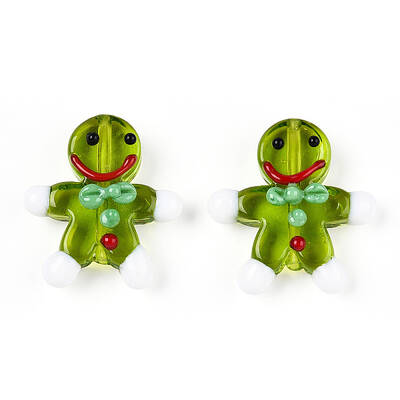 Gingerbread Man Handmade Lampwork Beads