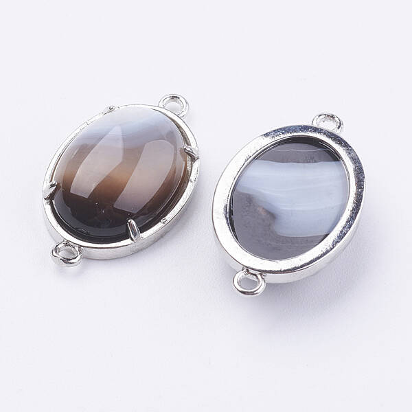 Brass Natural Agate Links connectors